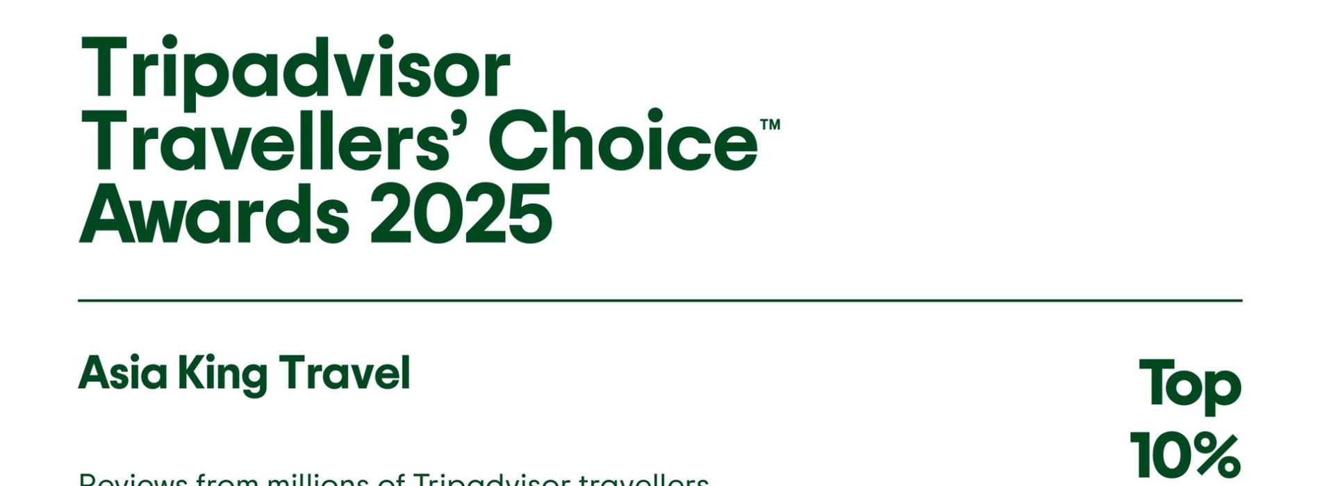 Asia King Travel vince il premio Travellers' Choice 2025 di Tripadvisor