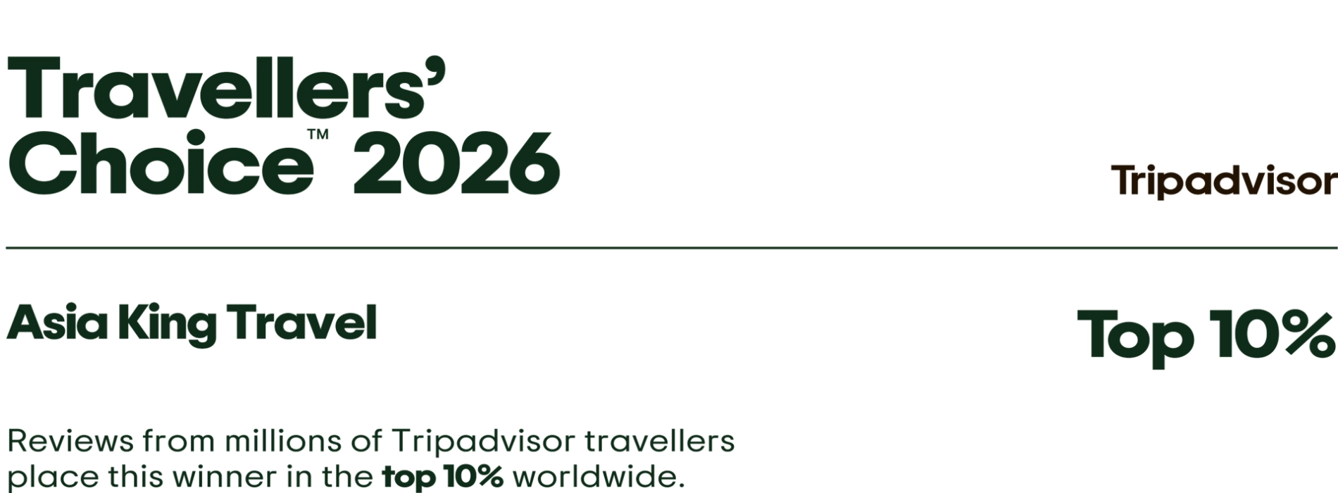 Asia King Travel vince il premio Travellers' Choice 2026 di Tripadvisor