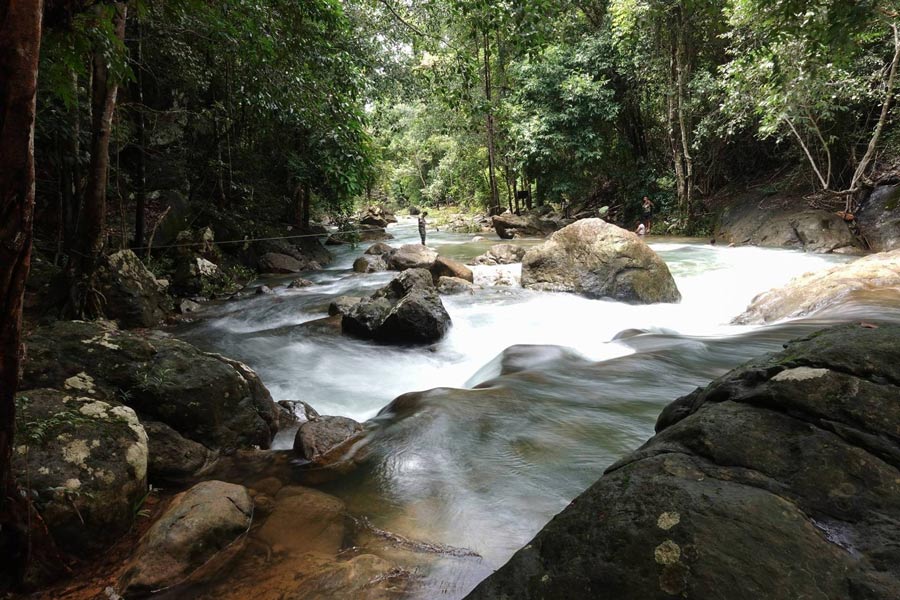 Panoramica sul clima della cascata Than Mayom