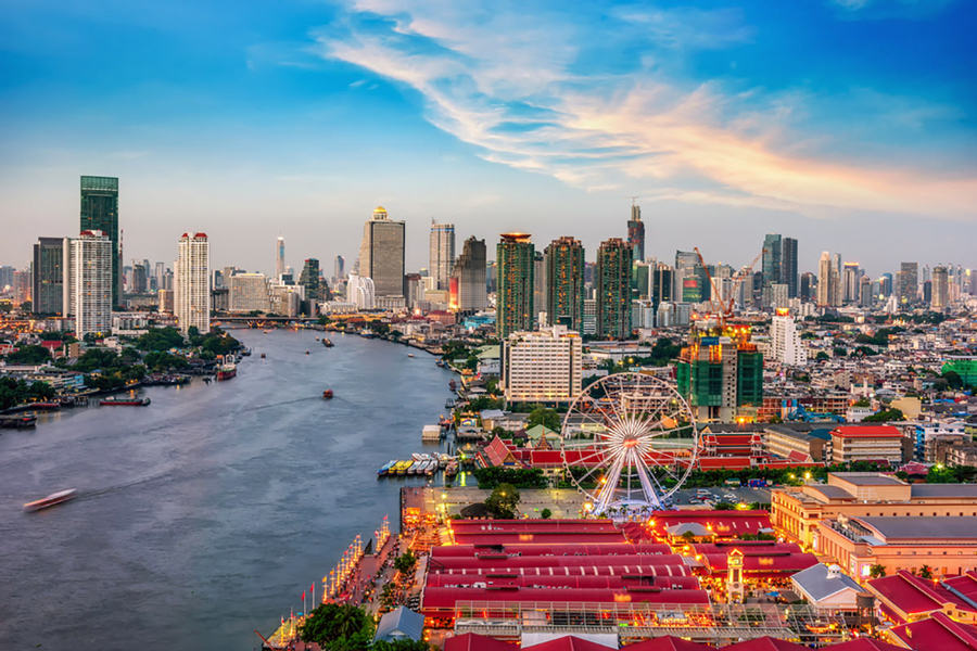 Vista panoramica del mercato Asiatique the Riverfront 