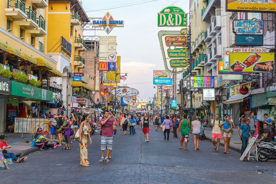 Mercato notturno di Khaosan Strada