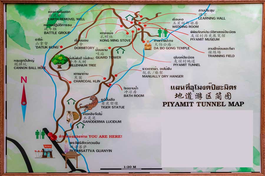 Mappa per i visitatori del Tunnel di Piyamit