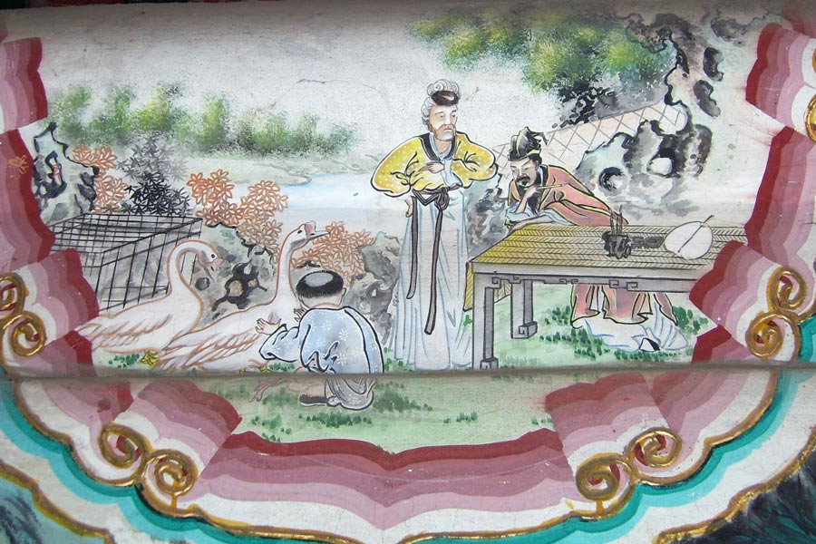 La pittura raffigurante Wang Xizhi insieme ai suoi familiari