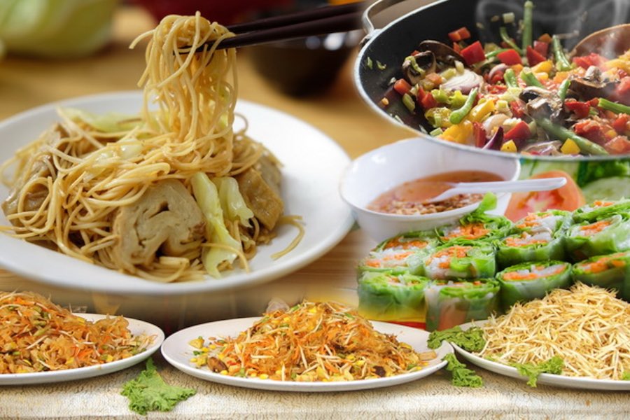 Piatti di street food vegetariano