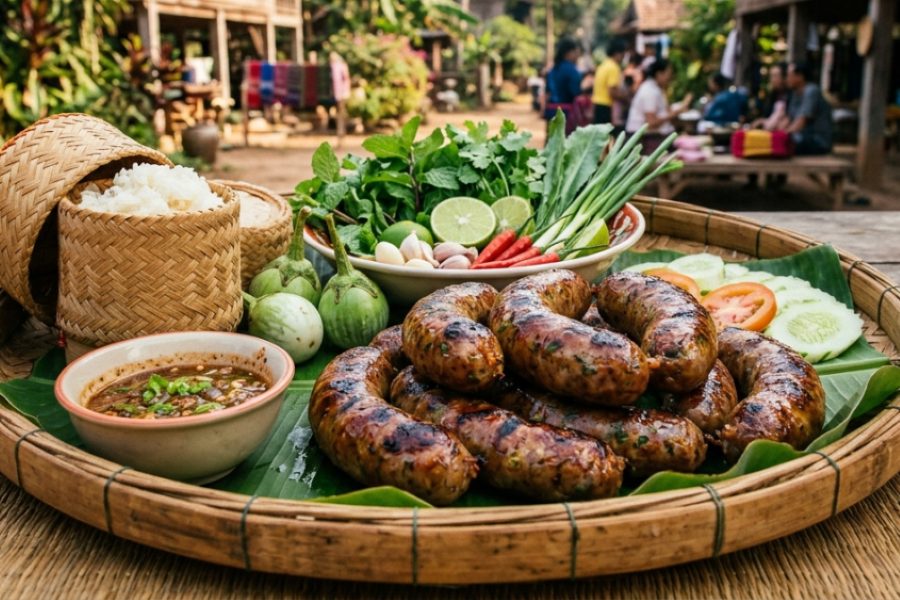Sai Oua: salsiccia alla griglia con citronella e spezie