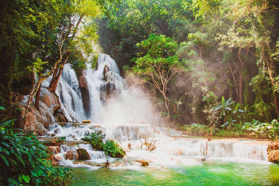 Panoramica sul clima delle cascate di Kuang Si
