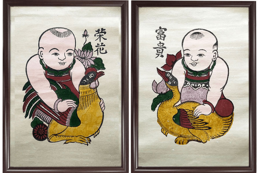 dipinti di dong ho bambino con gallina