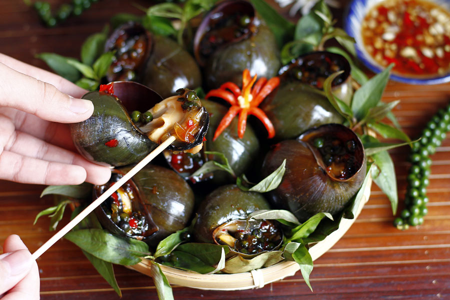 oc nuong tieu xanh