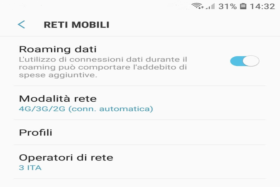 Attivare il roaming dati su telefoni Android