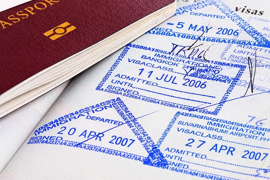 Timbri d'ingresso e visti sul passaporto