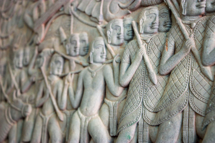 Villaggio dell'intaglio della pietra di Angkor