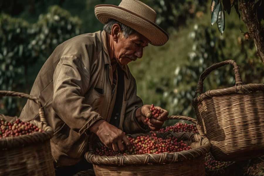 Ogni chicco di caffè viene raccolto con cura