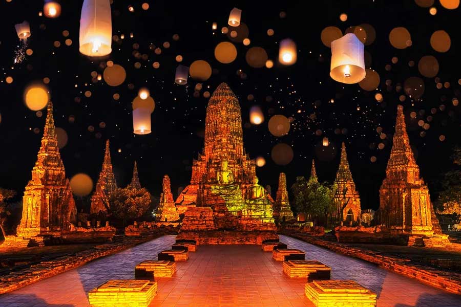 Atmosfera festosa intima a Ayutthaya